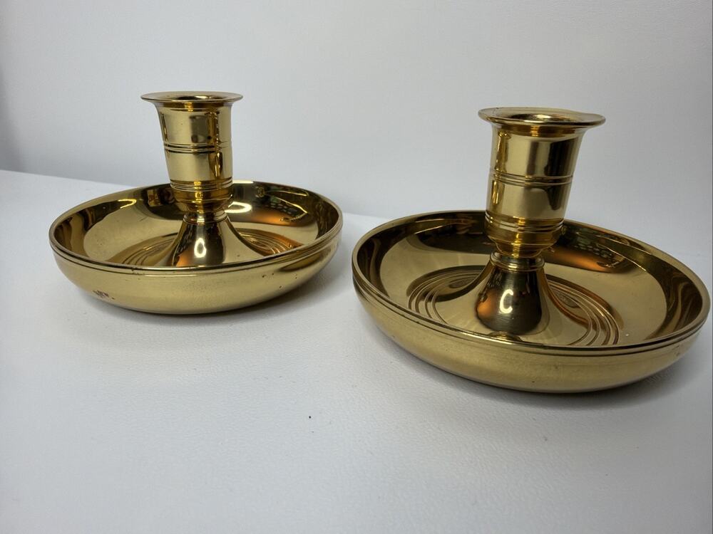 Colonial Williamsburg Brass Restoration Virginia MC Brighton Bun Candlesticks